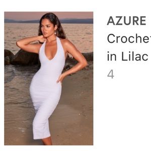 OH POLLY, Crochet Plunge Neck Midi Dress in Lilac💜